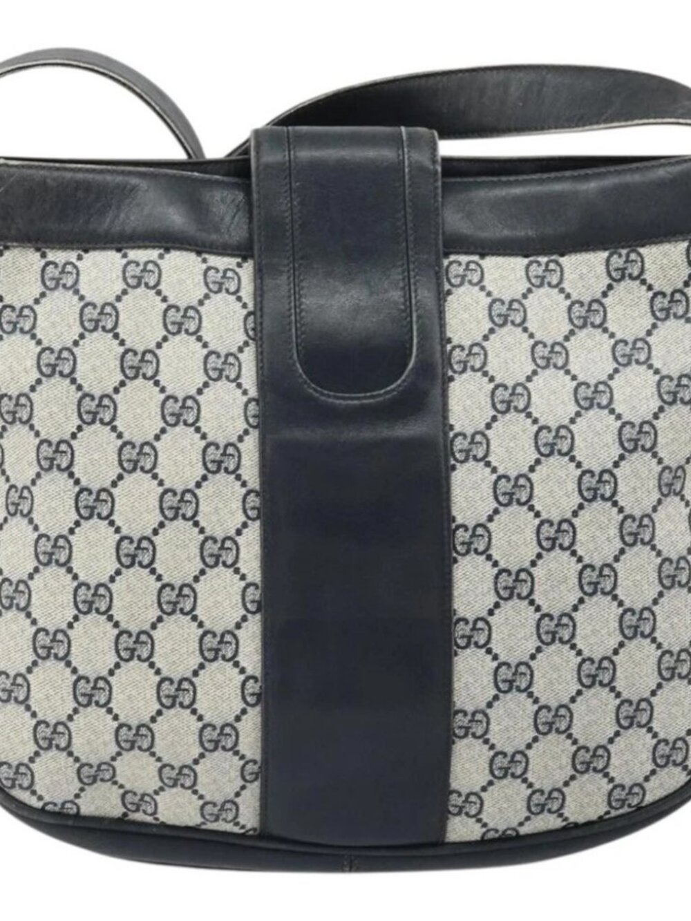 GUCCI GG Supreme Horsebit Shoulder Bag PVC Navy Gold - Picture 2 of 16
